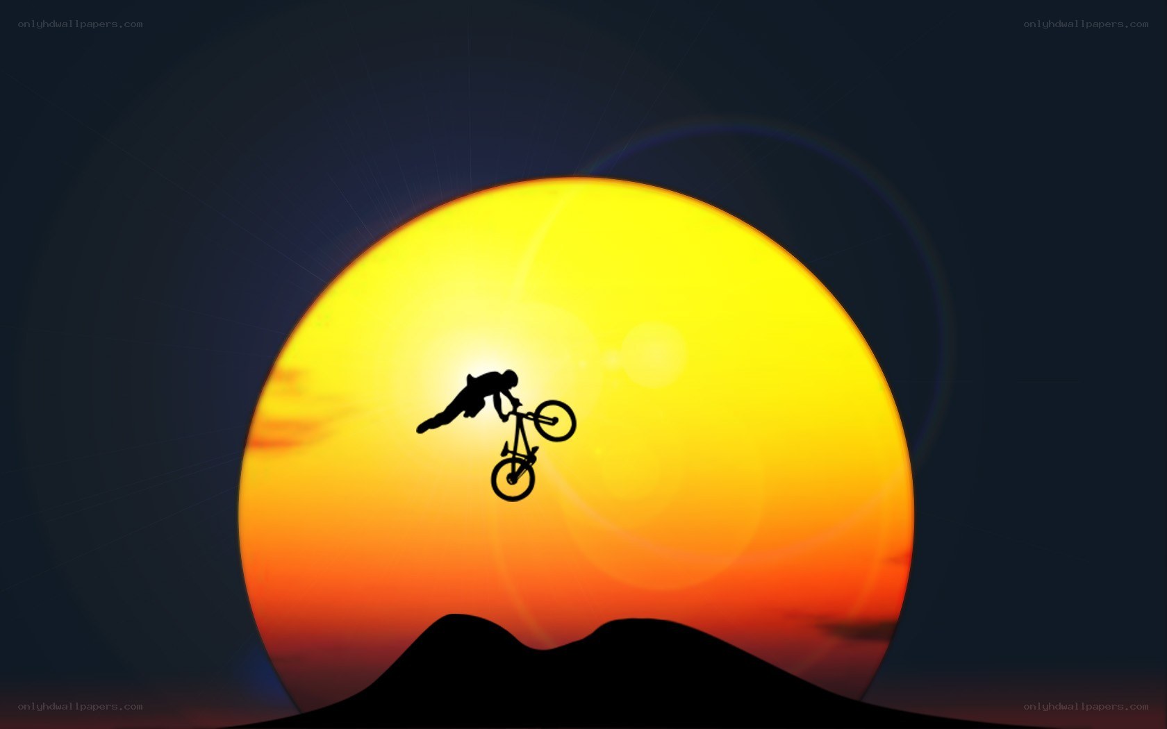 biker silhouette at sunset