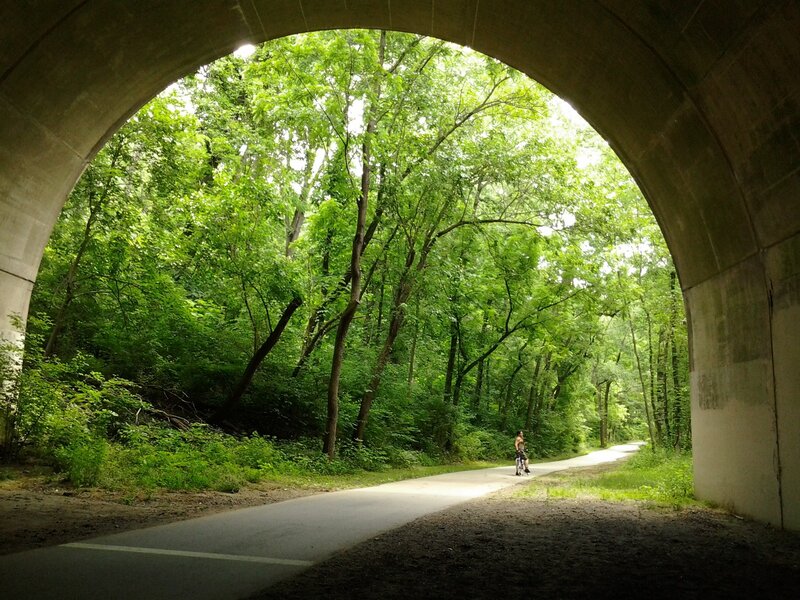 Biker under a tunnel