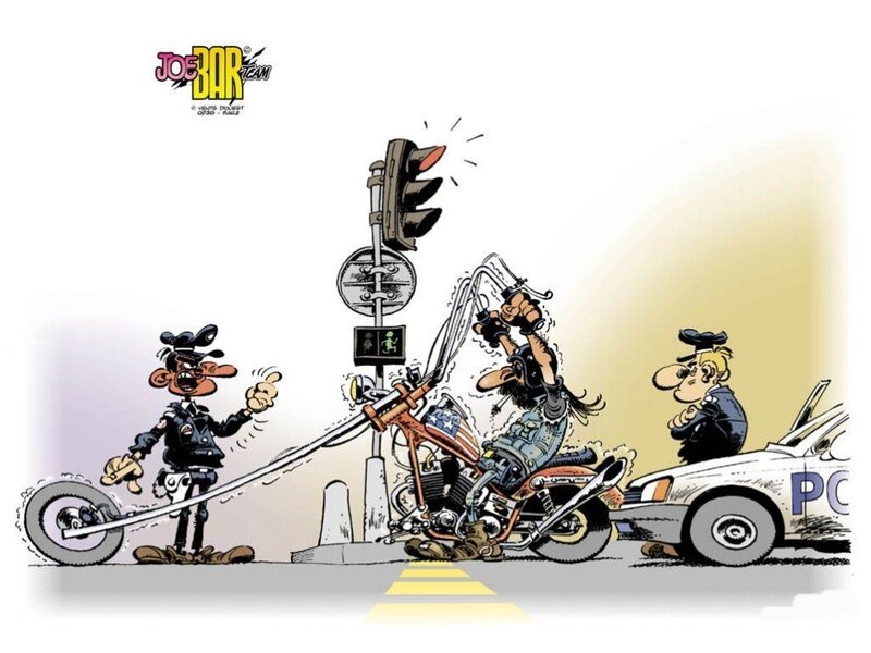 Biker vs. Police Cartoon
