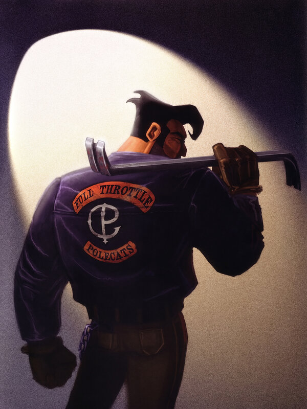 Biker with crowbar