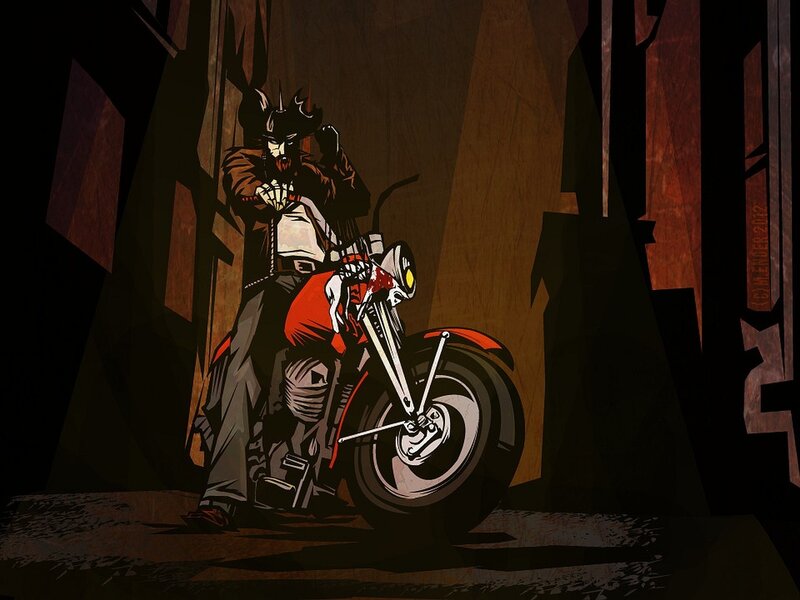 Biker with Horned Helmet — Black