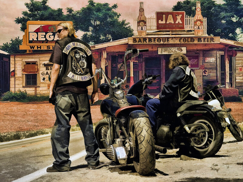 Bikers at a Roadside Stop