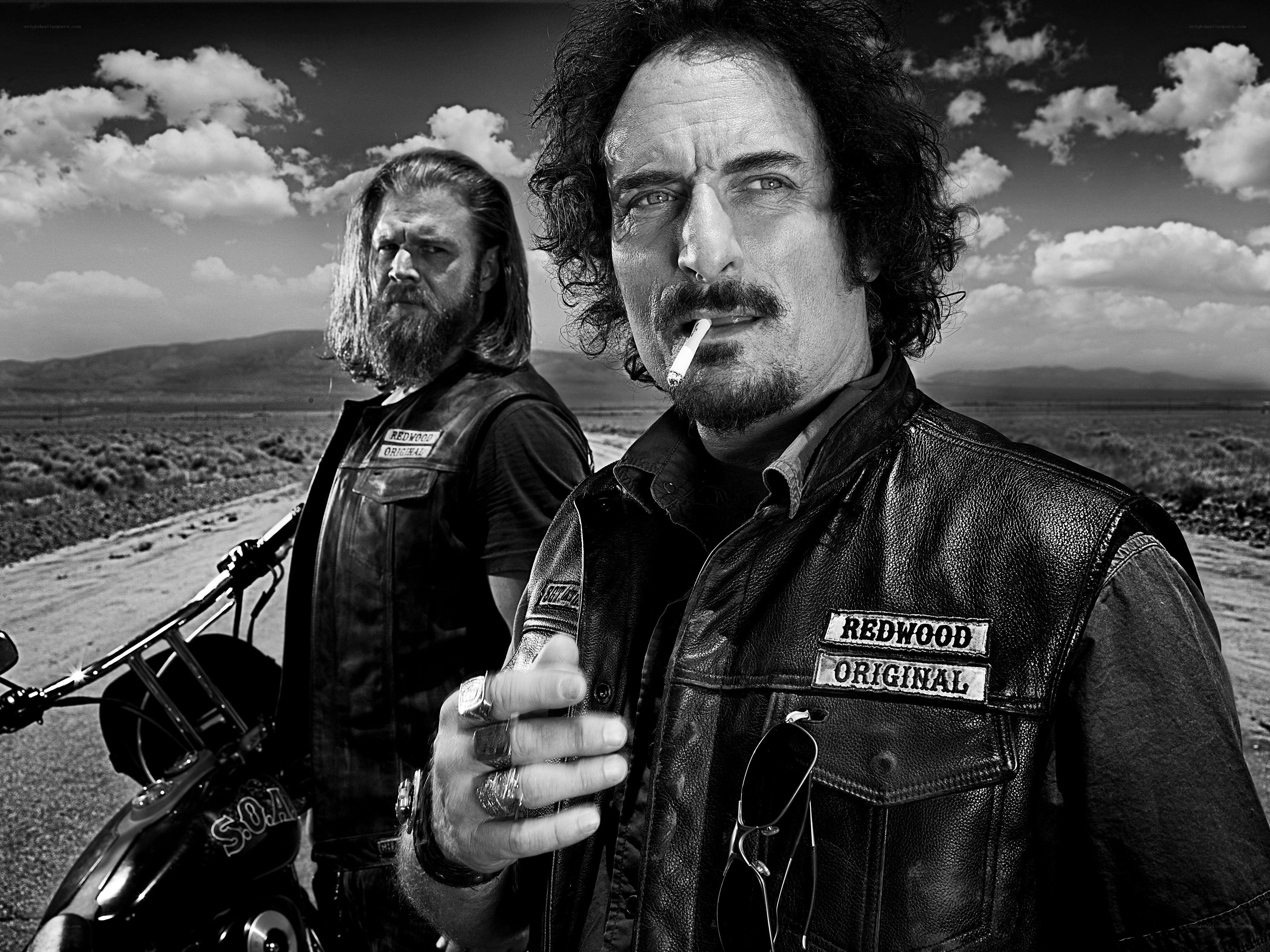 Bikers on a desert road