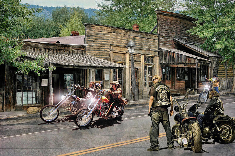 Bikers on Motorcycles — Brown