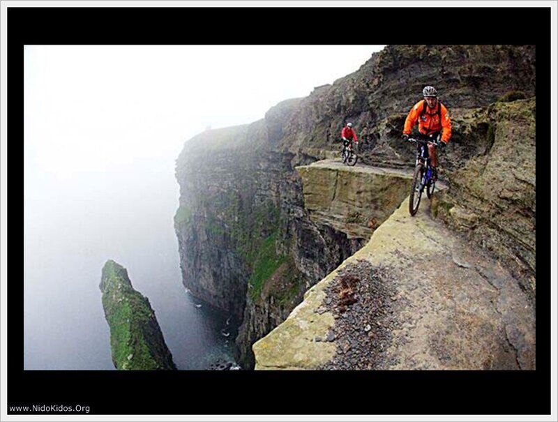 Biking on a cliff edge