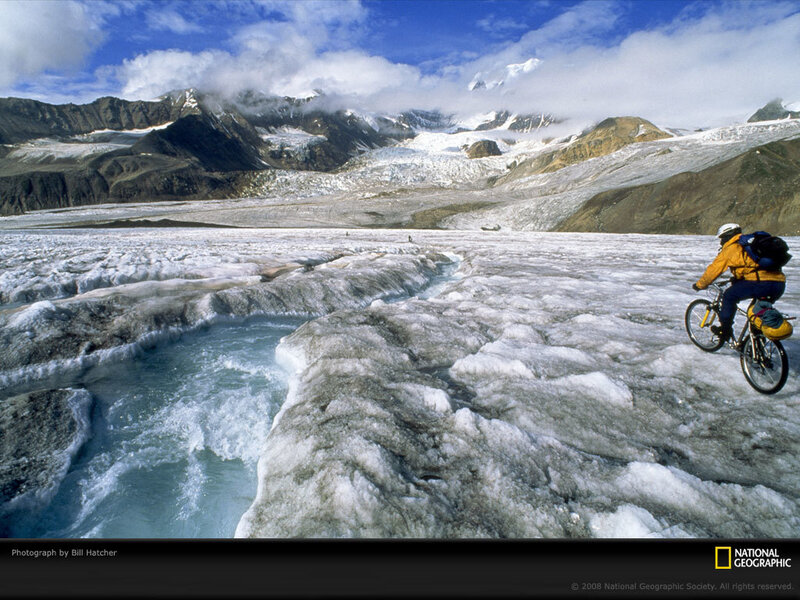 Biking on a glacier