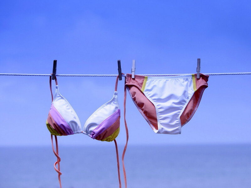 Bikini on Clothesline — Blue
