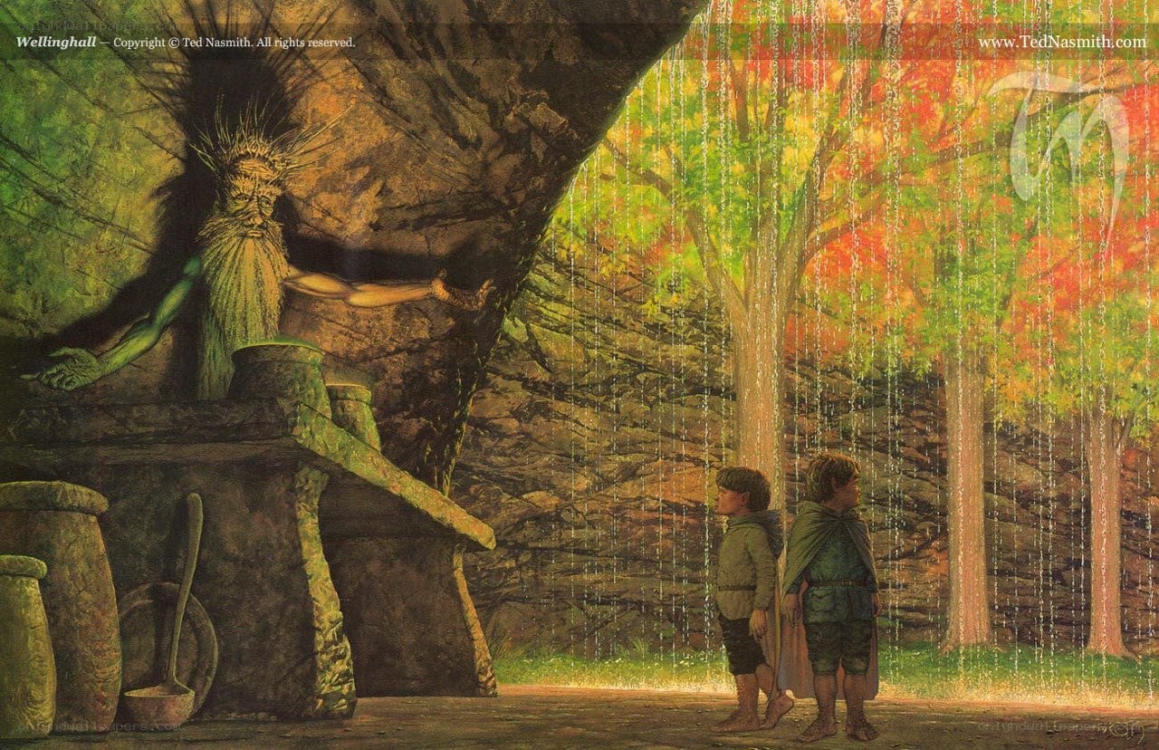 Bilbo and Frodo meet Tom Bombadil