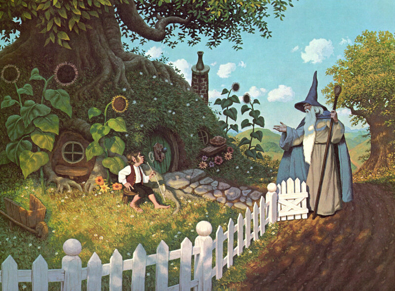 Bilbo and Gandalf at Bag End
