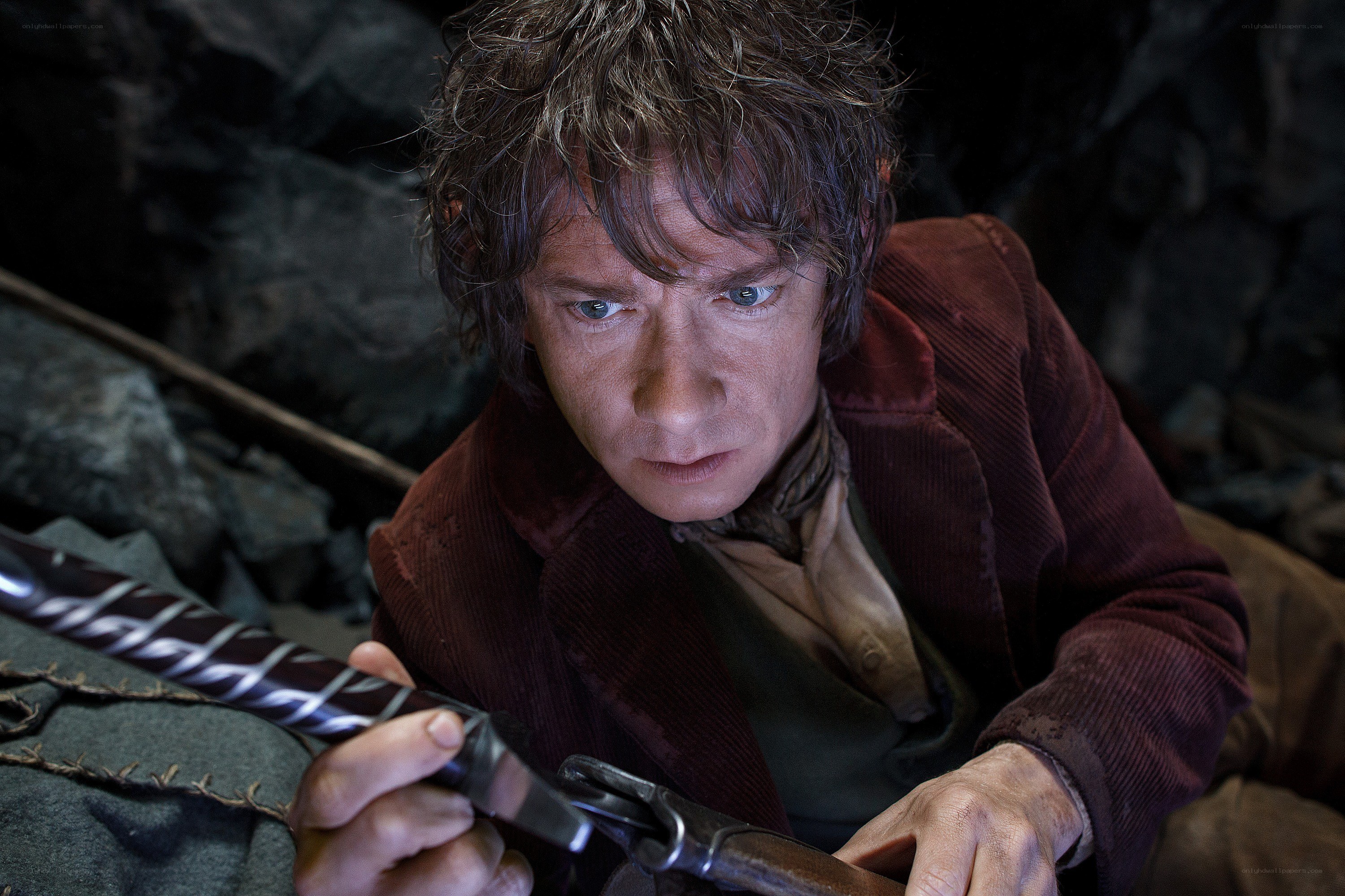 Bilbo Baggins with a sword