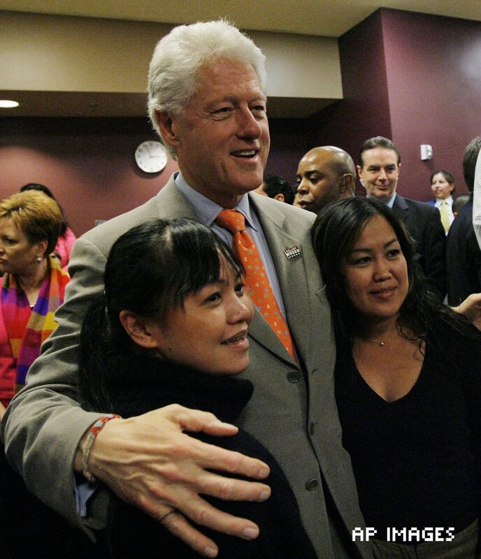Bill Clinton hugging supporters