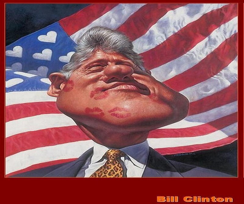 Bill Clinton portrait with flag