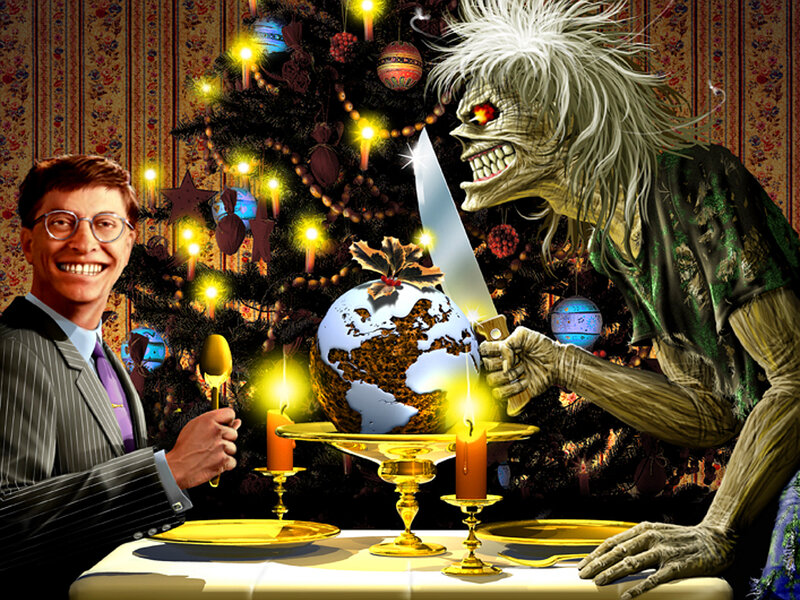 Bill Gates and Iron Maiden Mascot