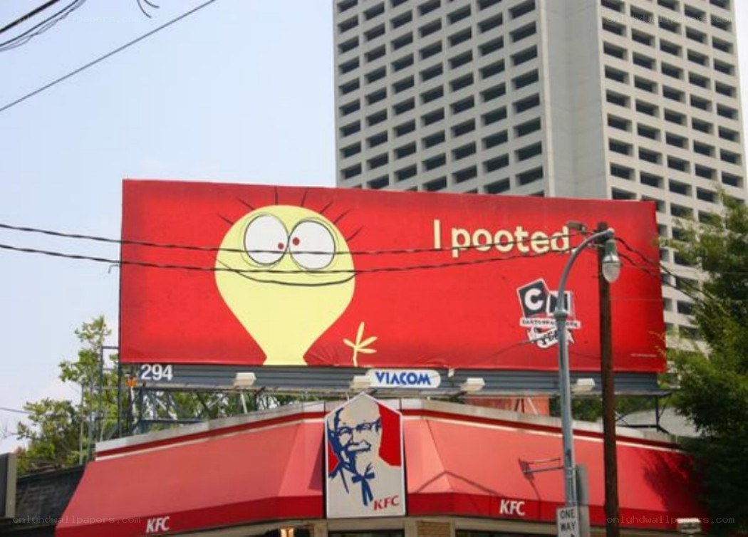 billboard with cartoon character
