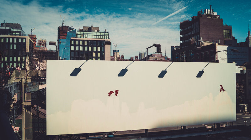 Billboard with Red Figures