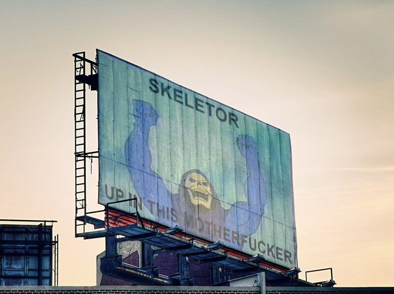 Billboard with Skeletor image