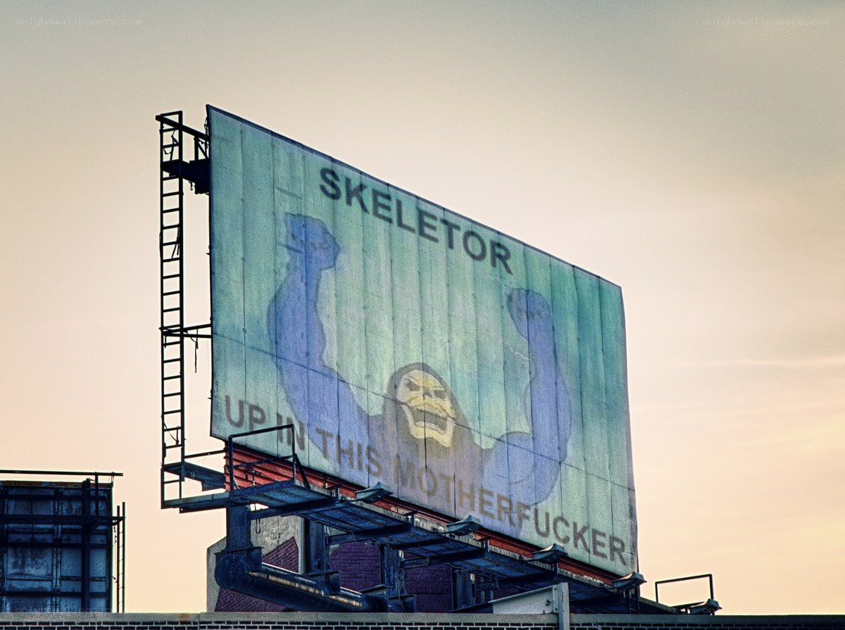 Billboard with Skeletor image