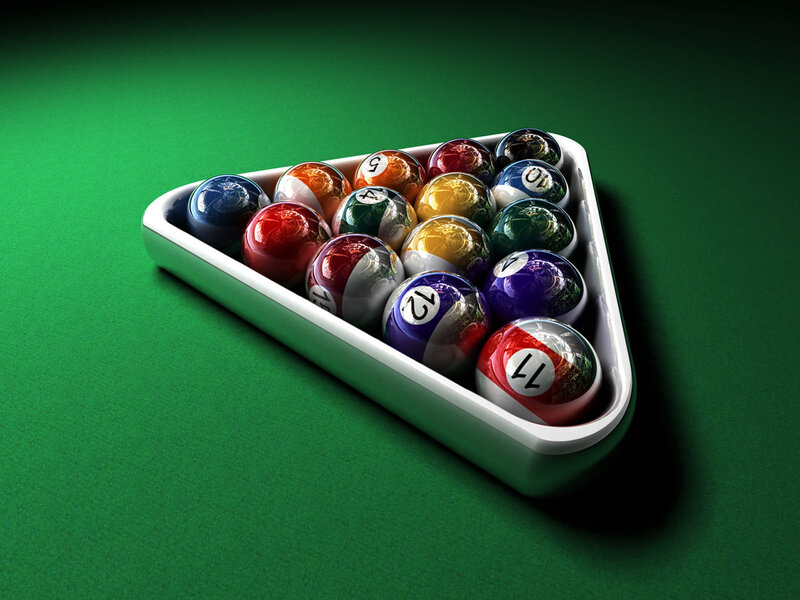 Billiard Balls in Triangle — Green, Neutral, 3d Render, Triangle Rack