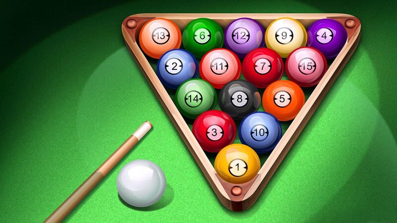 Billiard Balls in Triangle — Green, Neutral, Digital Art