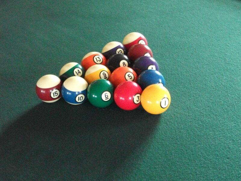 Billiard Balls in Triangle — Green, Neutral, Photograph, Pool Table