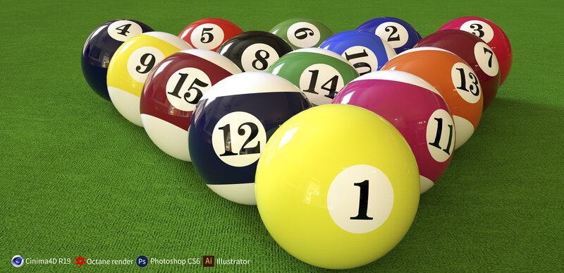 Billiard Balls on Green Felt — Neutral