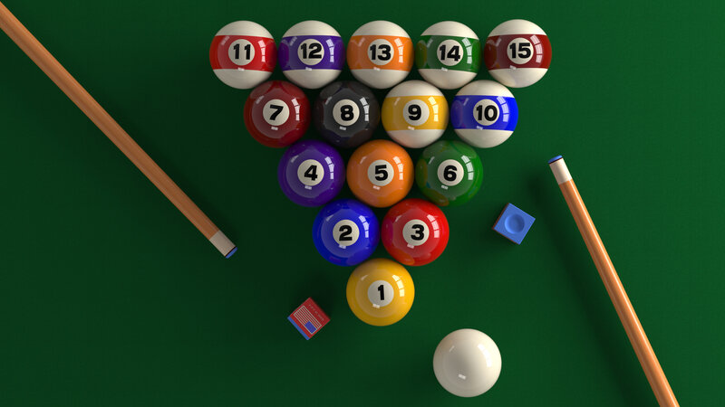 Billiard Balls on Green Table — Neutral