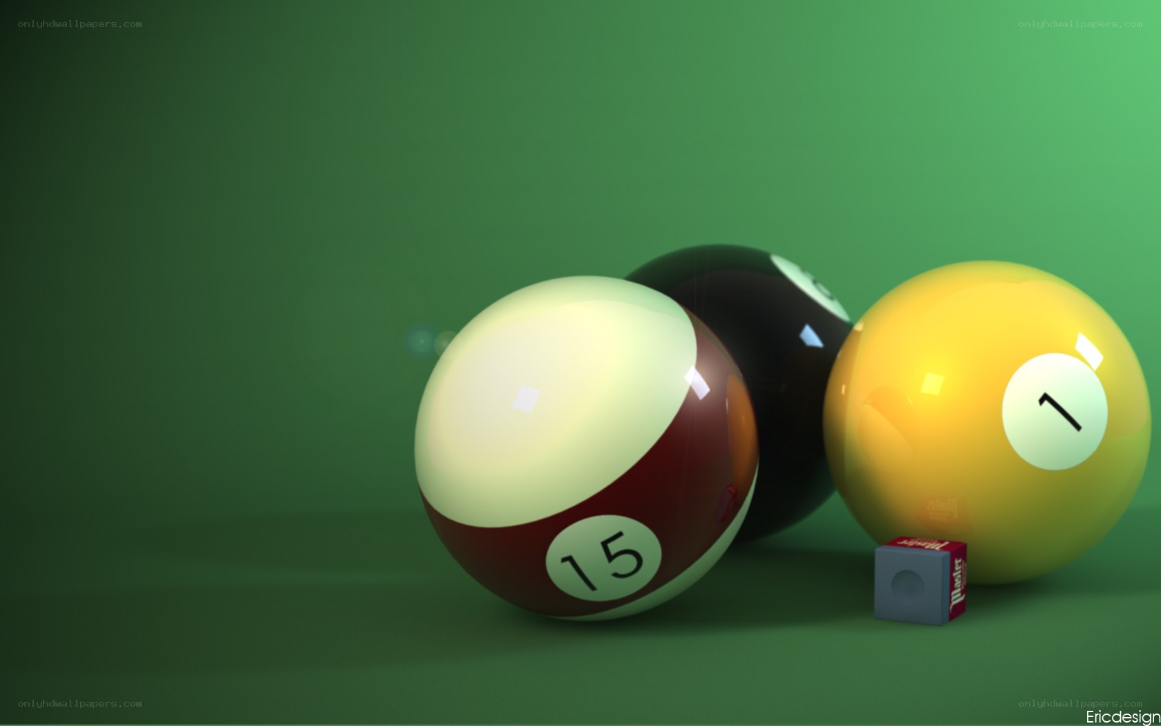 Billiard balls on green table