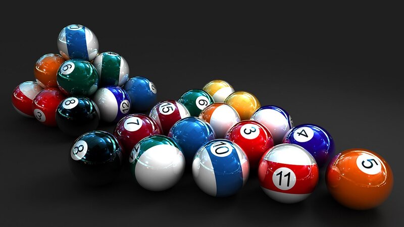 Billiard Balls on Table — Black, Neutral