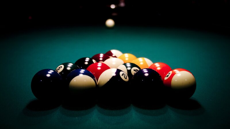 Billiard Balls on Table — Green, Dramatic