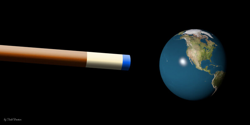 Billiard Cue and Earth