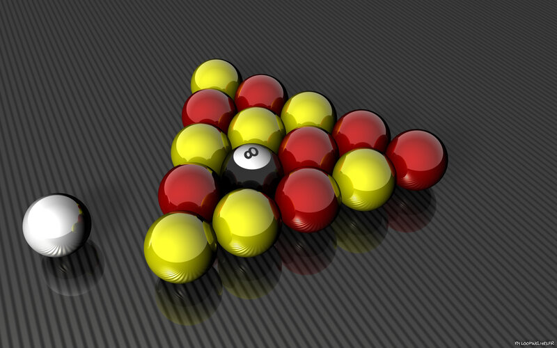 Billiards balls on a textured surface