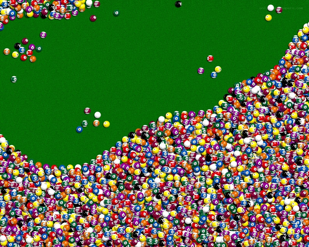 Billiards balls on green felt