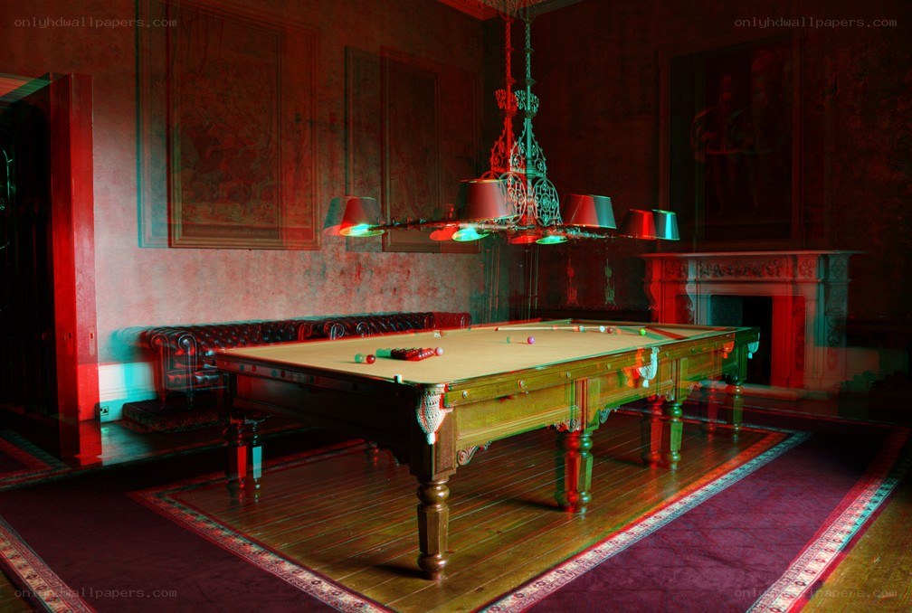 Billiards room with vintage table