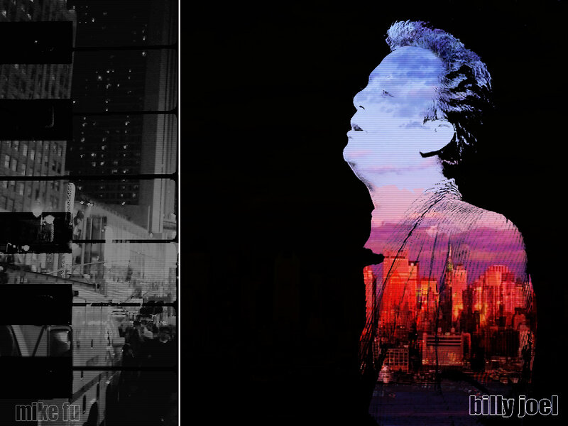 Billy Joel cityscape portrait