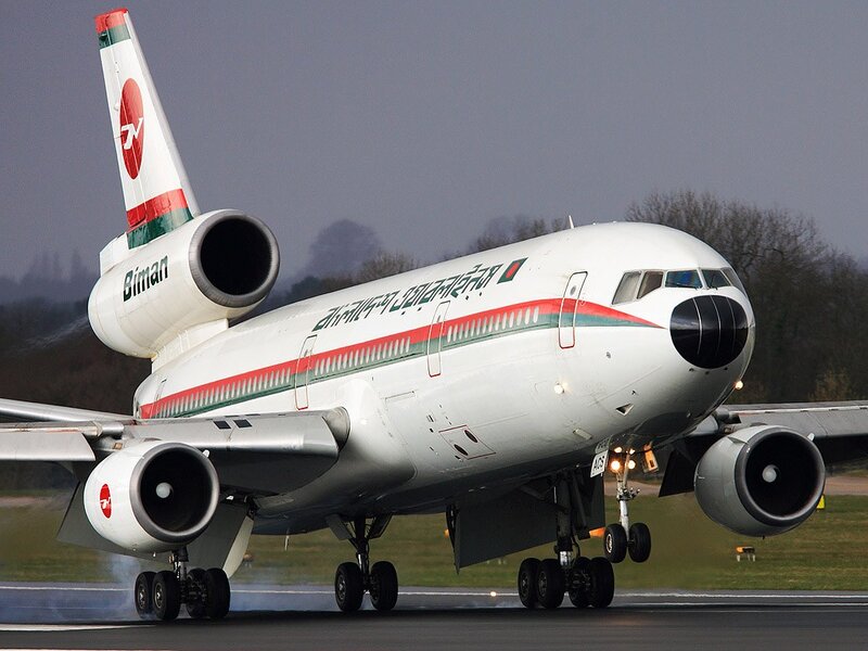 Biman Bangladesh Airlines aircraft on runway