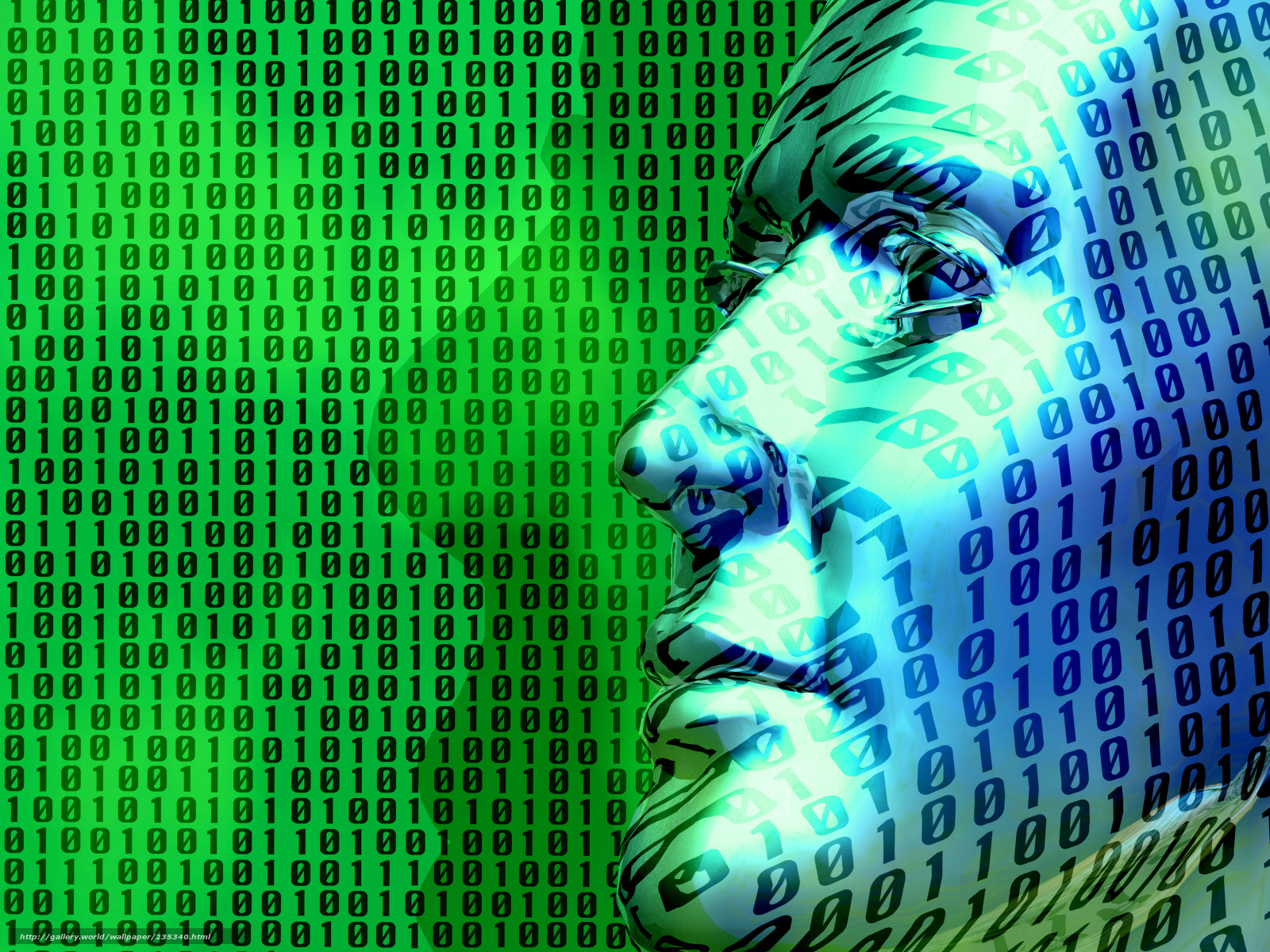 binary code human face