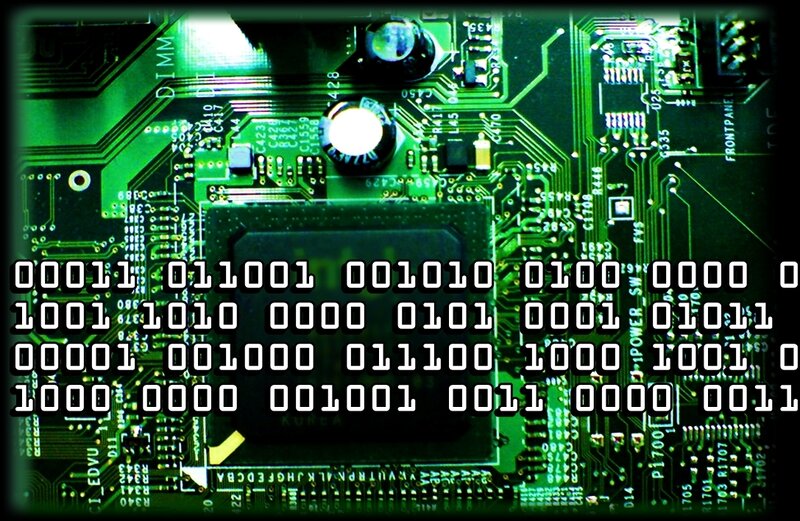 binary code on circuit board