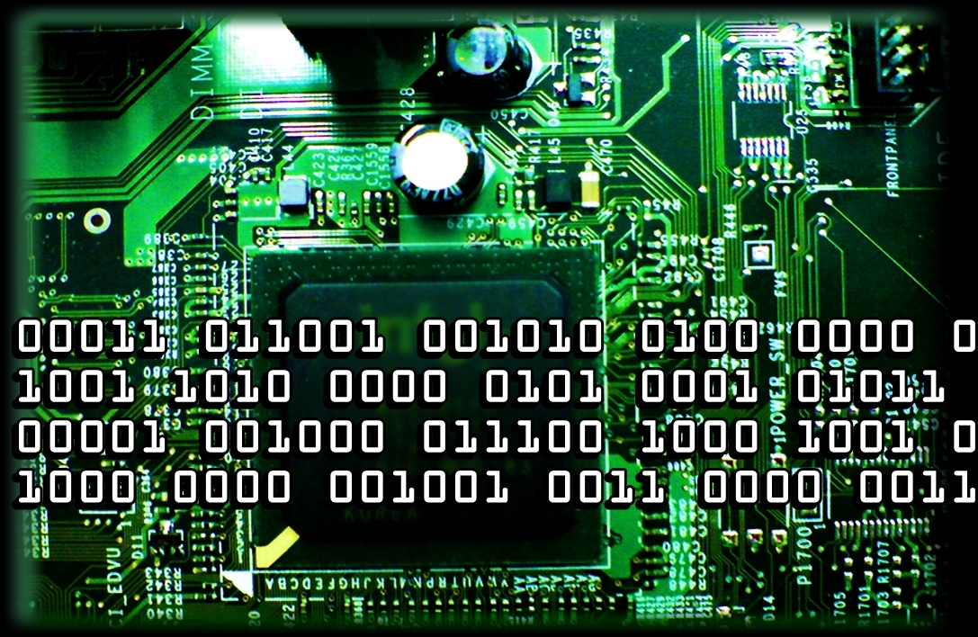 binary code on circuit board