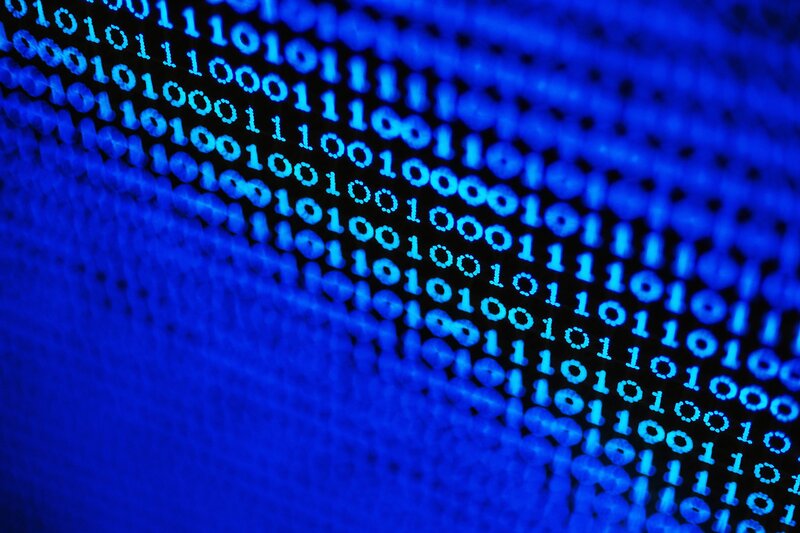 Binary Code on Screen — Blue