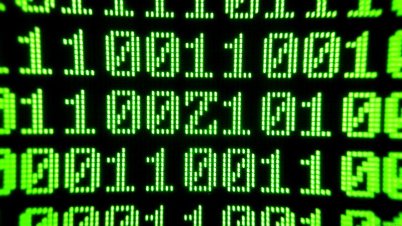 Binary Code on Screen — Green