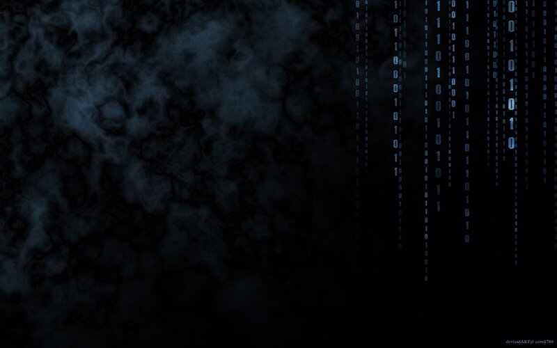 Binary Code Rain — Black, Dark