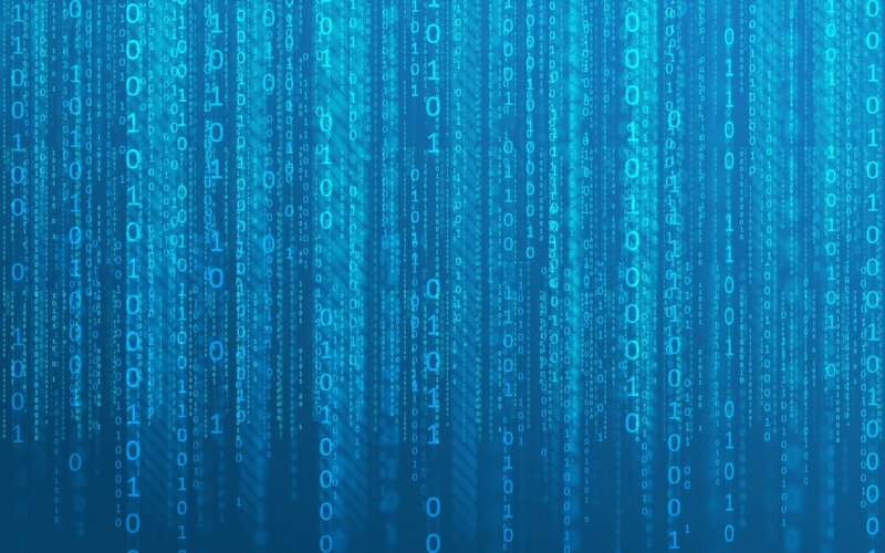 Binary Code Rain — Blue