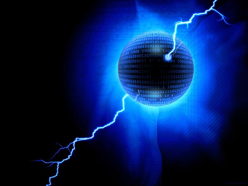 Binary Code Sphere — Blue, Dramatic