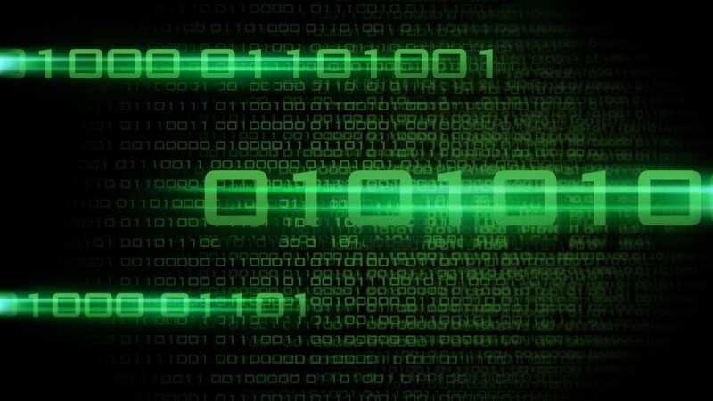 Binary Code Stream — Black, Technological