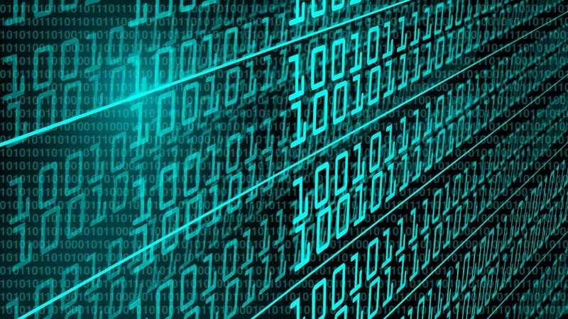 Binary Code Stream — Teal