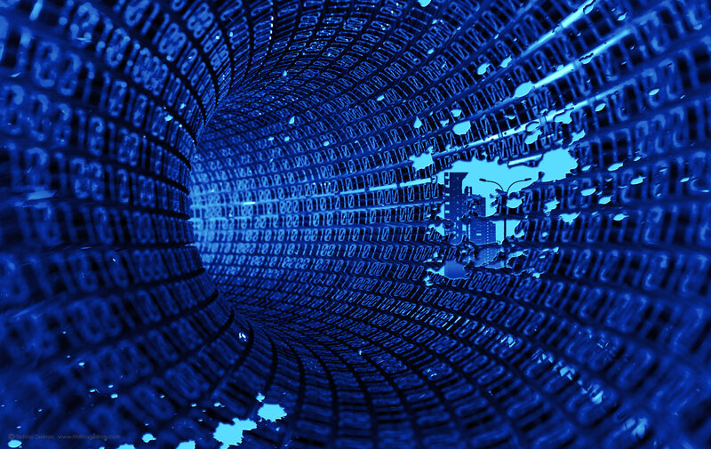 Binary Code Tunnel — Blue, Dramatic