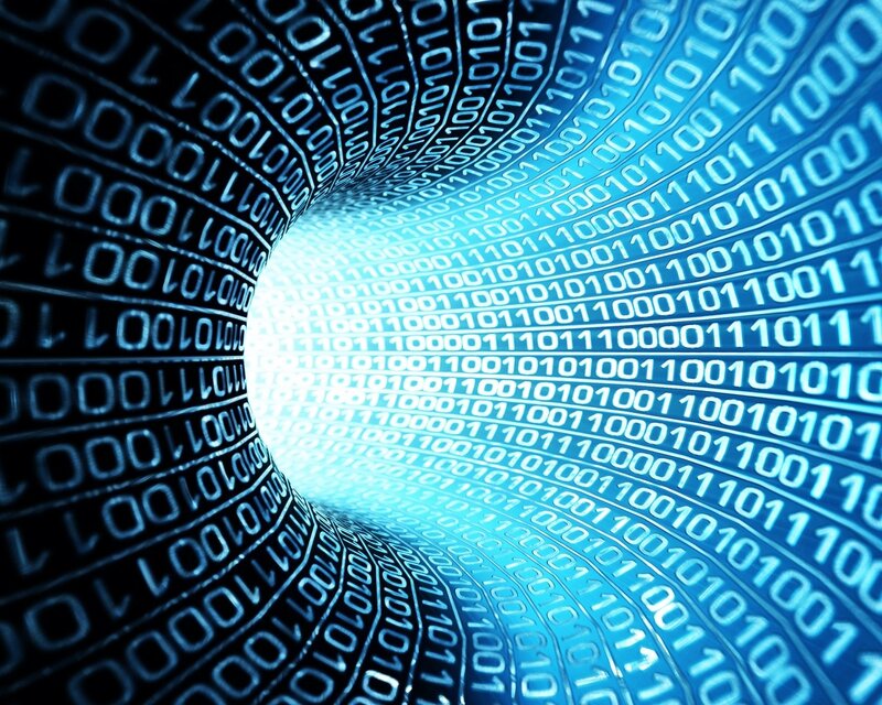 Binary Code Tunnel — Blue, Technological, Digital Art, Digital Data