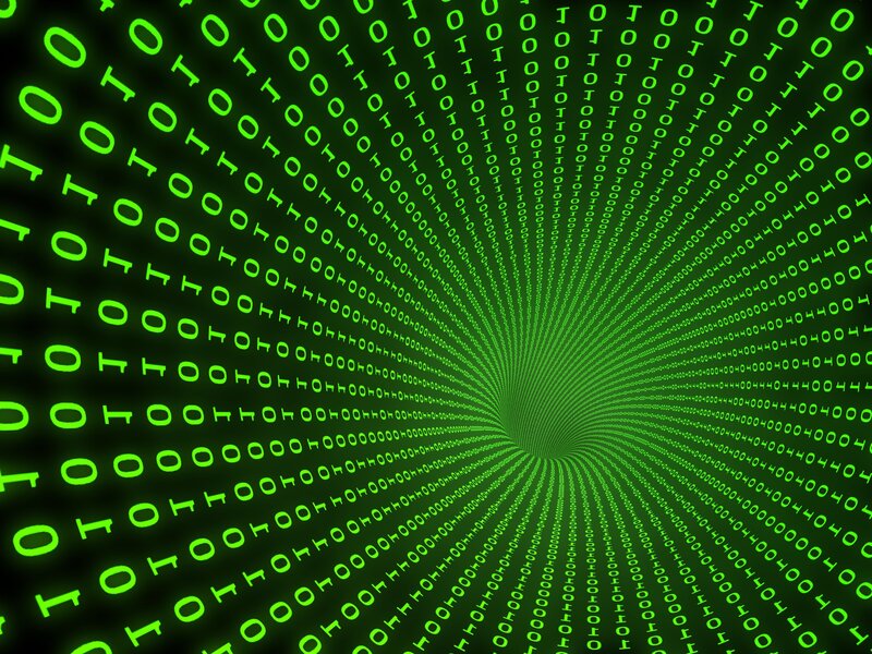 Binary Code Tunnel — Green, Technological