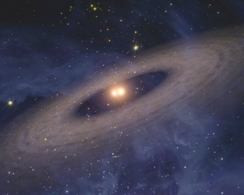 Binary Star System — Blue, Cosmic