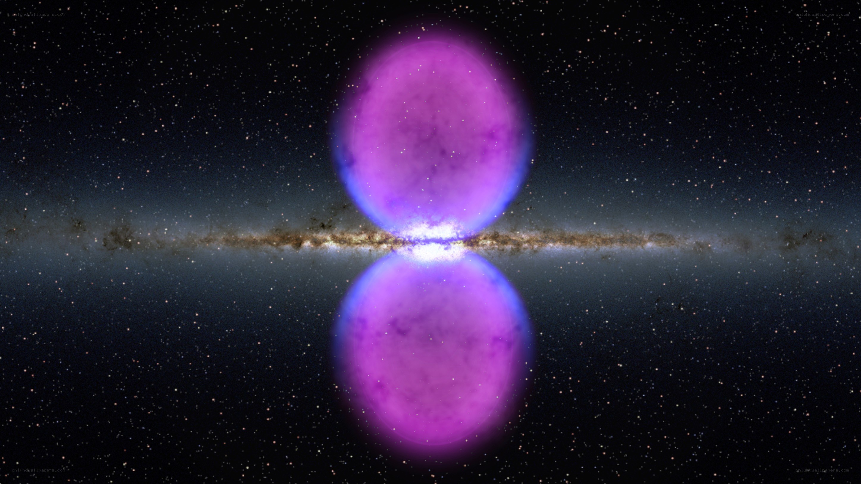 Binary star system in space